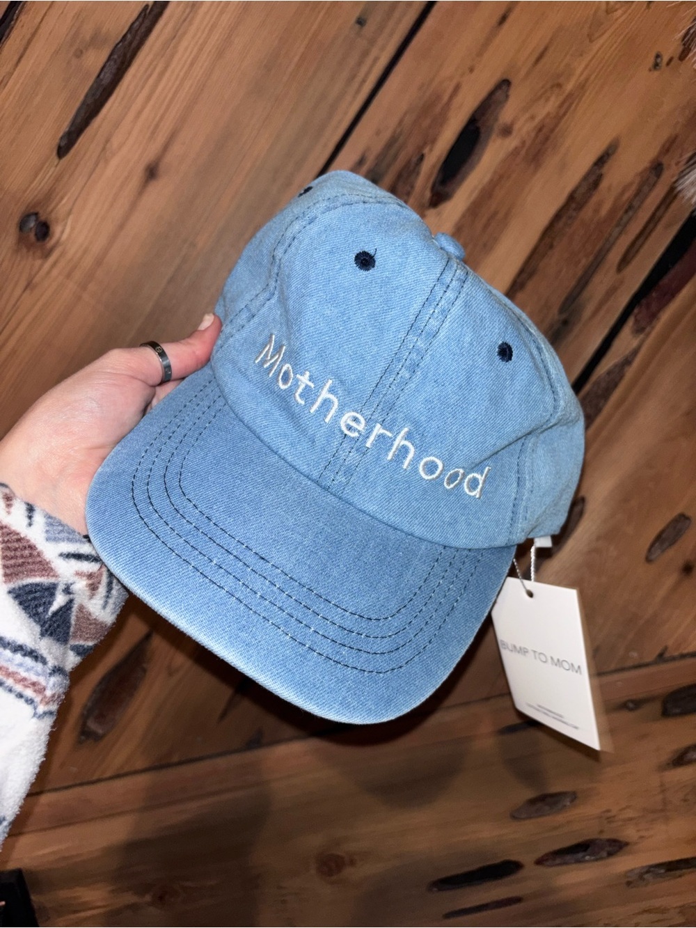 NWT Motherhood Embroidered Light Blue Denim Cap perfect for Mothers
